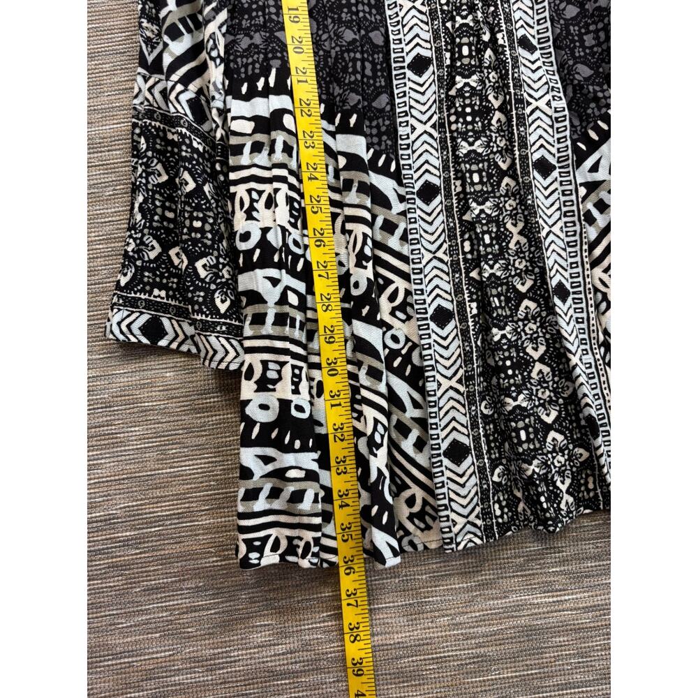 Free People Fit & Flare Dress Long Sleeve Open Back Low V-Neck Sz 12 Black Boho - Picture 6 of 7